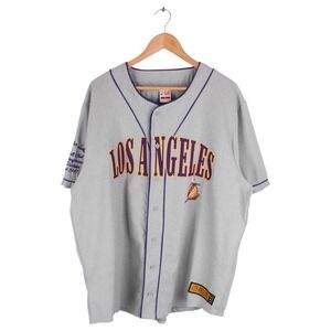 NBA Ultra Game Los Angeles Lakers Baseball Jersey Gray XL Button Front